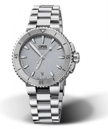 Oris Aquis Date 36 Stainless Steel Grey Bracelet Replica Watch 01 733 7652 4143-07 8 18 01P